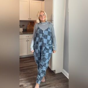 Rags denim check romper